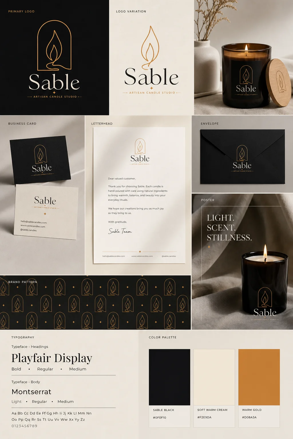 Sable brand kit board generated with Logofai