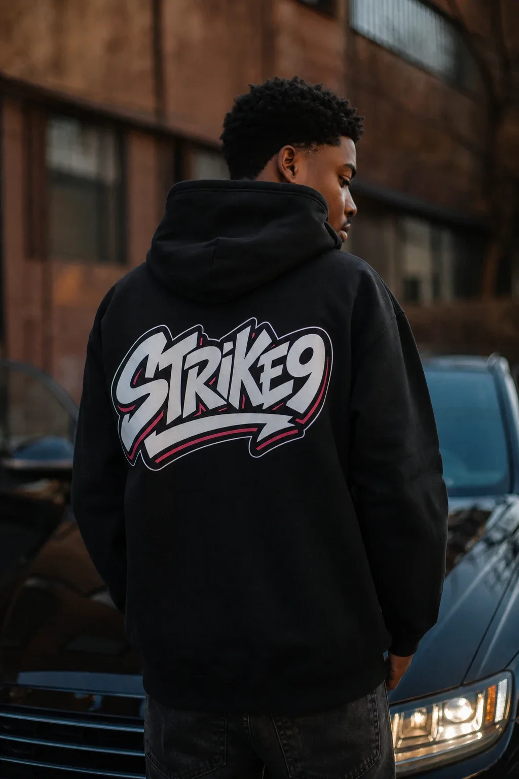 Strike9 back print by night lifestyle photo generated with Logofai
