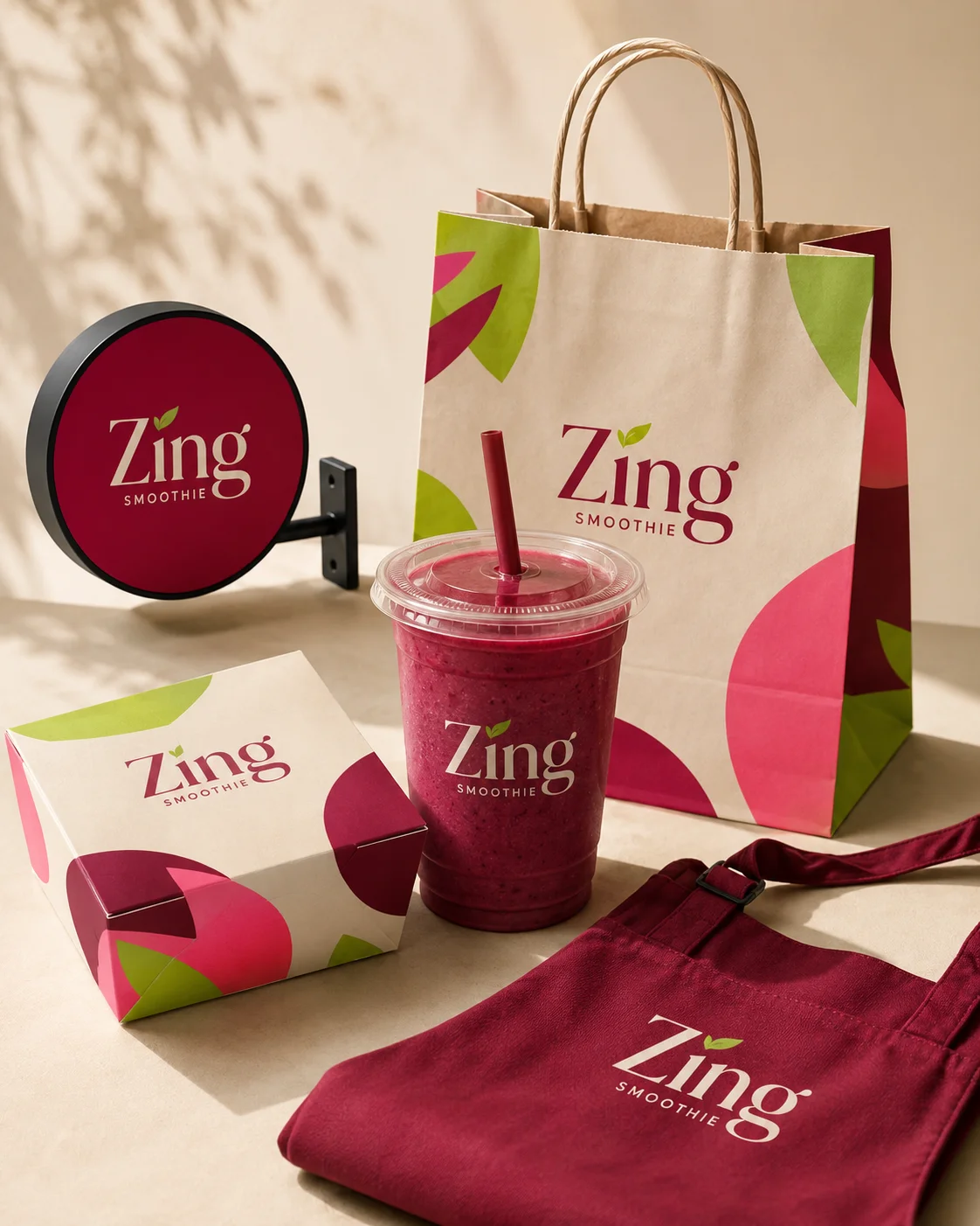 Zing brand showcase mockup generated with Logofai