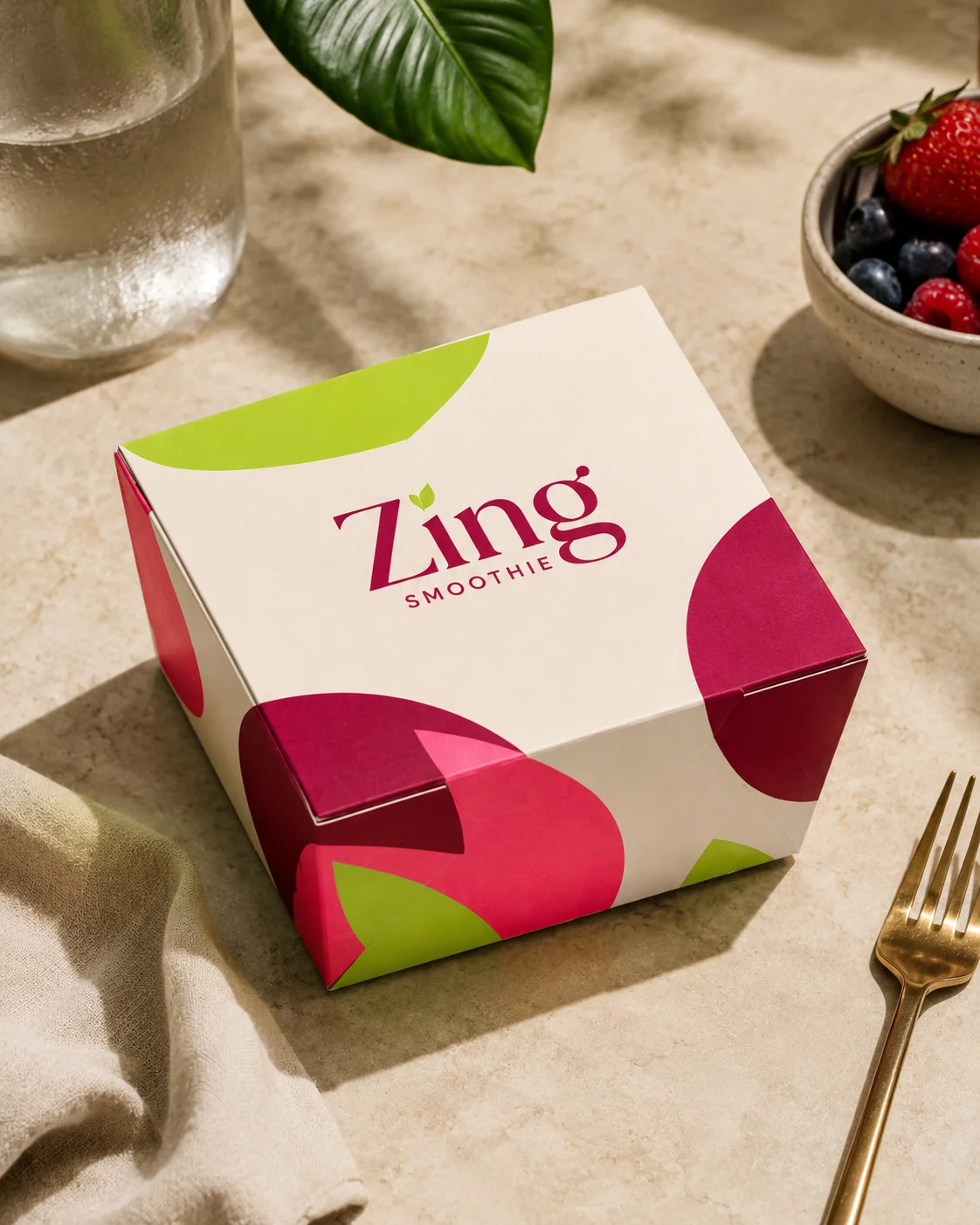Zing product box mockup generated with Logofai