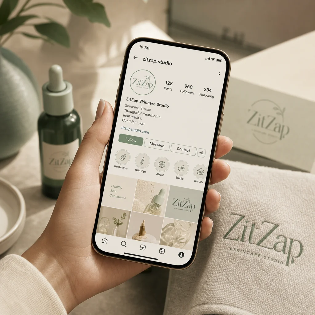 ZitZap Instagram profile mockup generated by Logofai