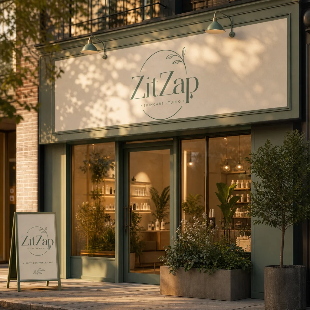 ZitZap Storefront mockup generated by Logofai