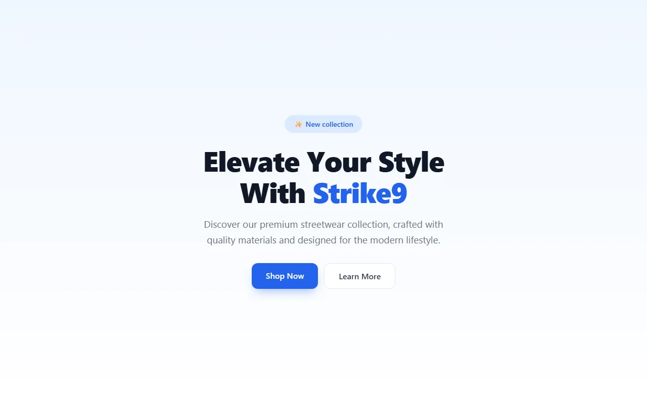 Landing hero generated without a design system: generic blue palette and system fonts